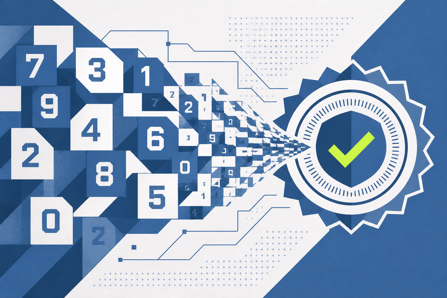 Abstract illustration of certified random number blocks